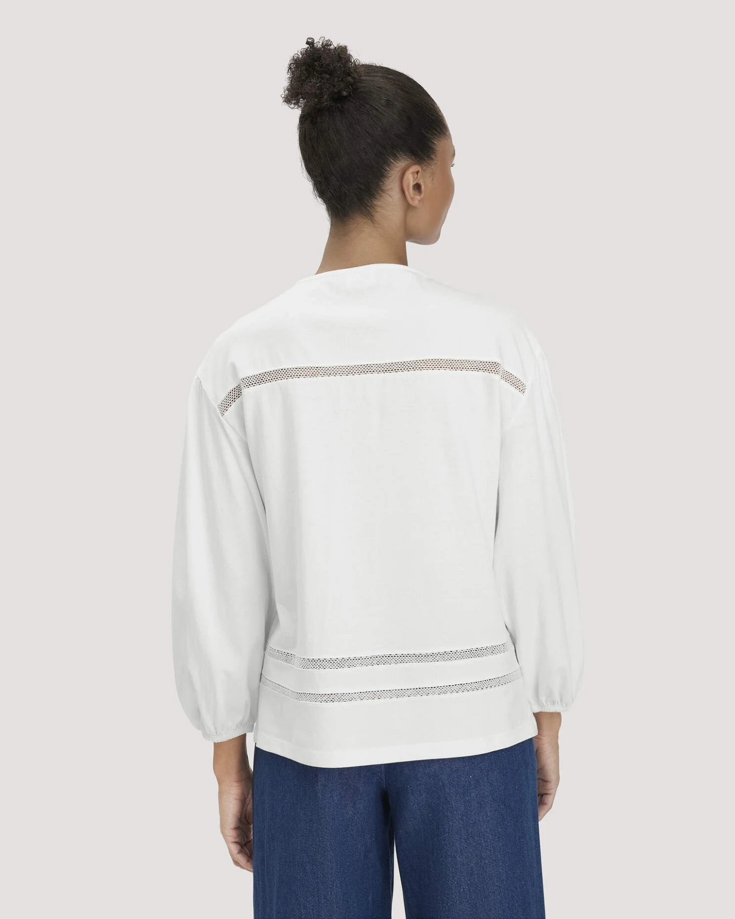 hessnatur Damen Bohemian Lace Longsleeve Oversize aus Bio-Baumwolle - weiß - Größe M – Ansicht 3