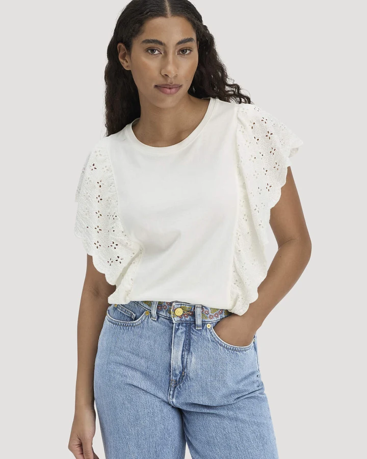 hessnatur Damen Boho T-Shirt Regular aus Bio-Baumwolle - weiß - Größe 34