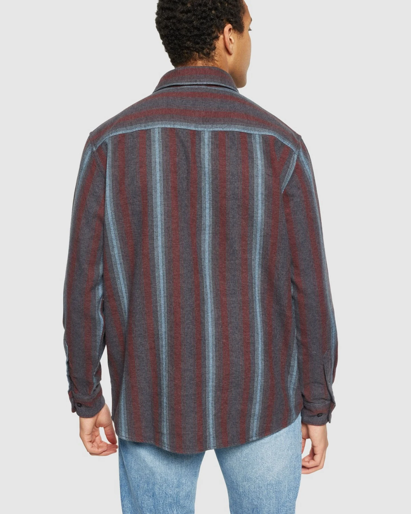 Hemd Loose Striped Flannel Blau – Ansicht 2
