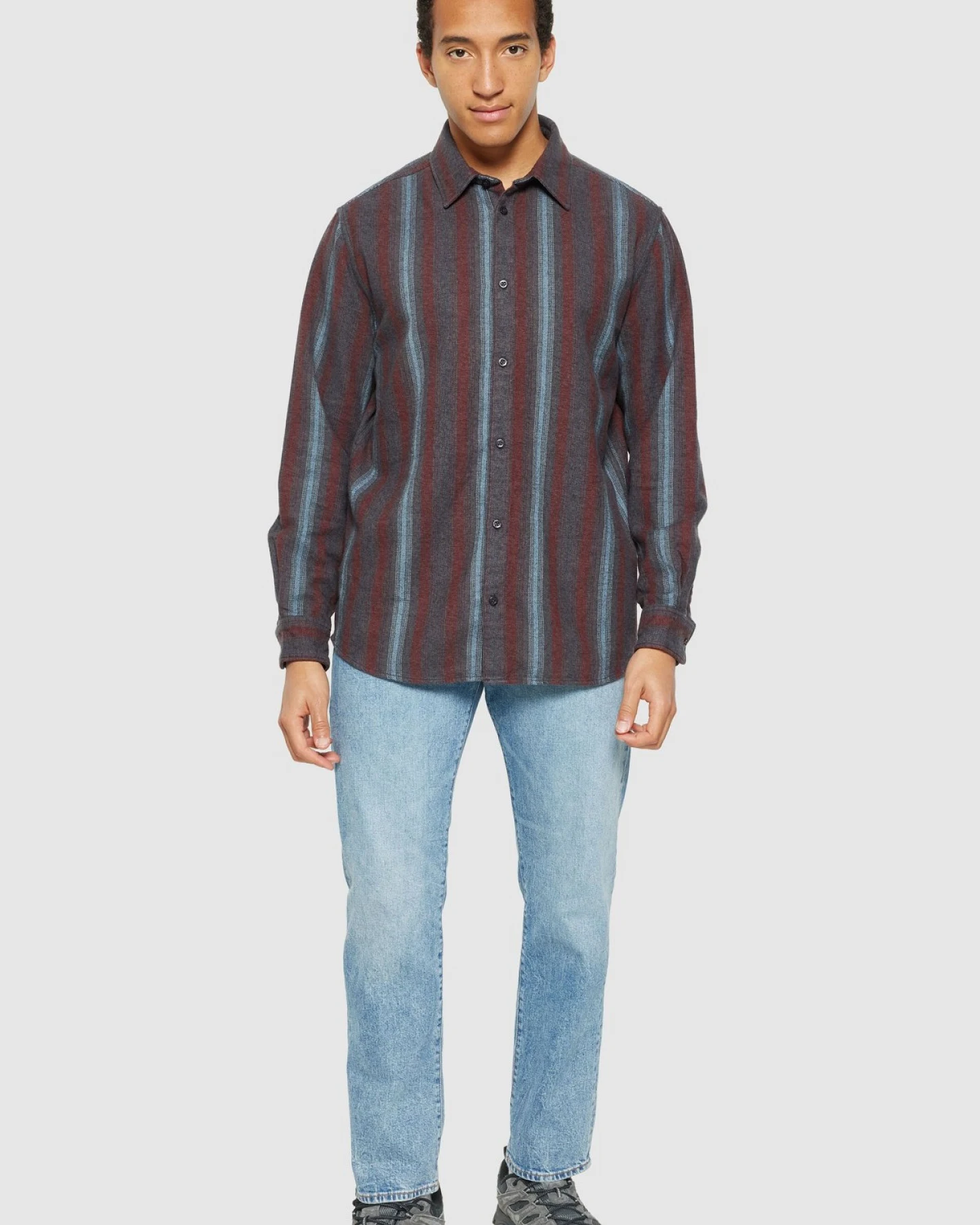 Hemd Loose Striped Flannel Blau – Ansicht 3