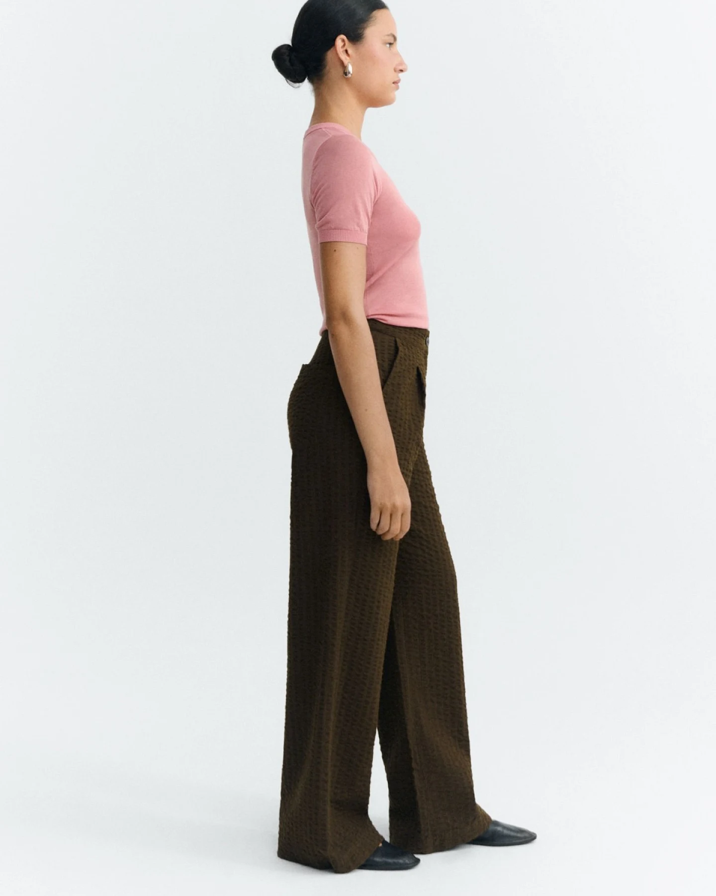 Hose Manolita Seersucker Braun – Ansicht 2