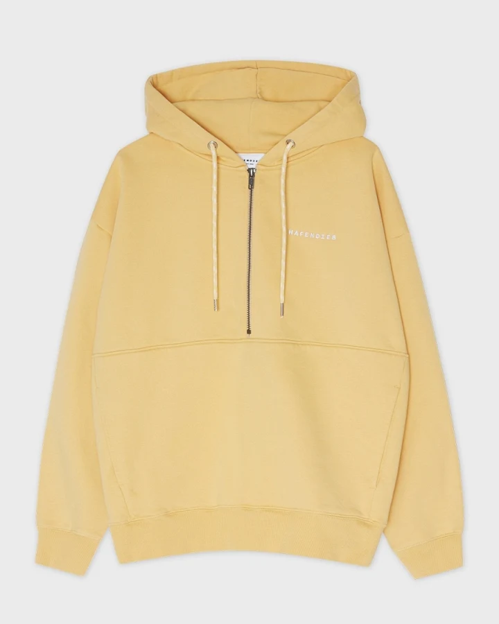 Hafendieb Damen vegan Hoodie Reißverschluss Logo Stick Gelb