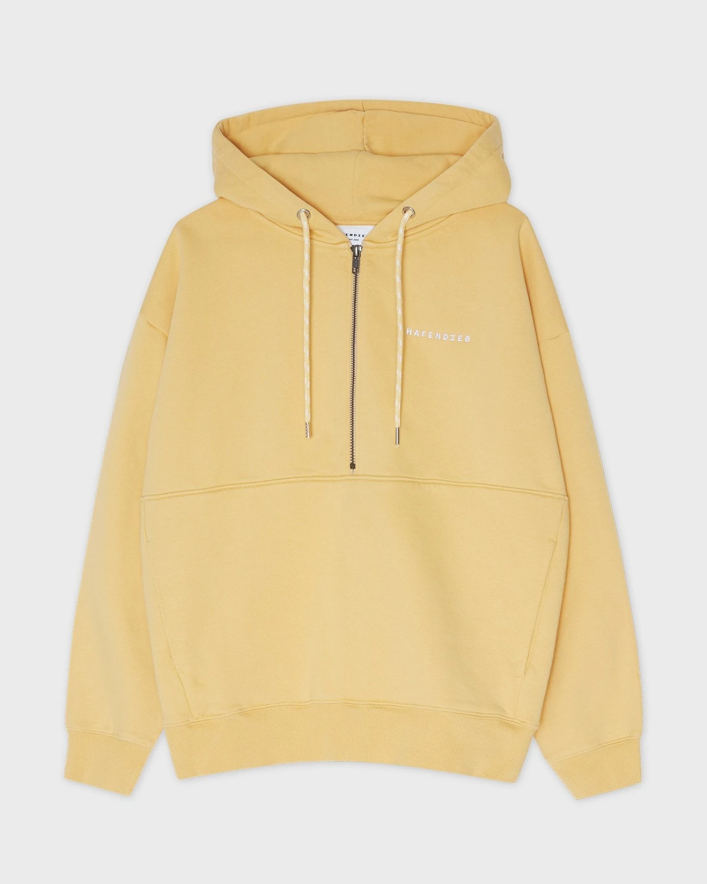 Hafendieb Damen vegan Hoodie Reißverschluss Logo Stick Gelb – Ansicht 2