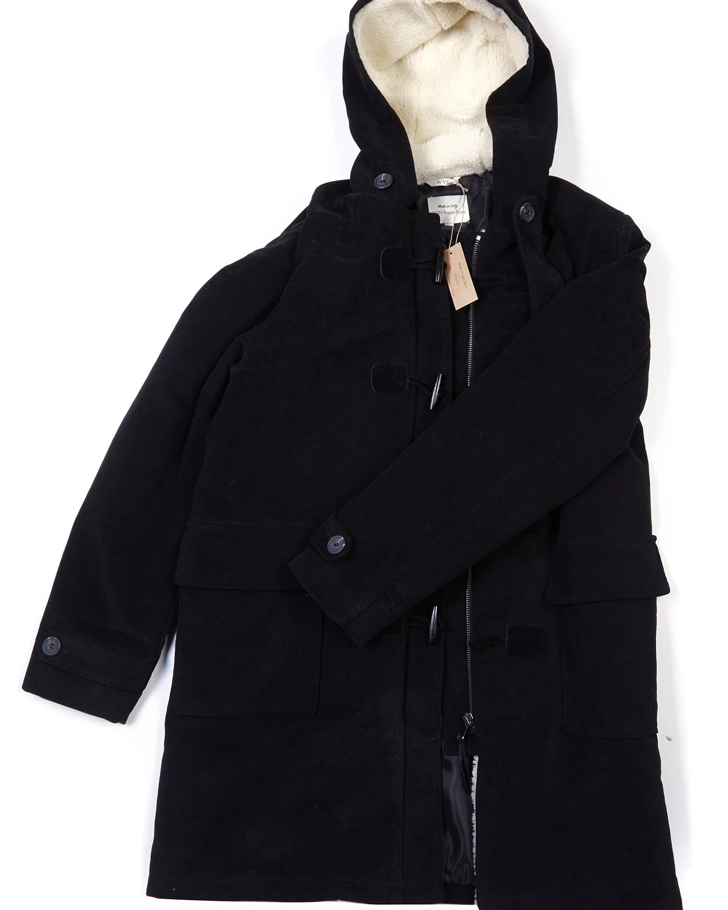 Will's Vegan Store Damen vegan Dufflecoat Schwarz – Ansicht 2