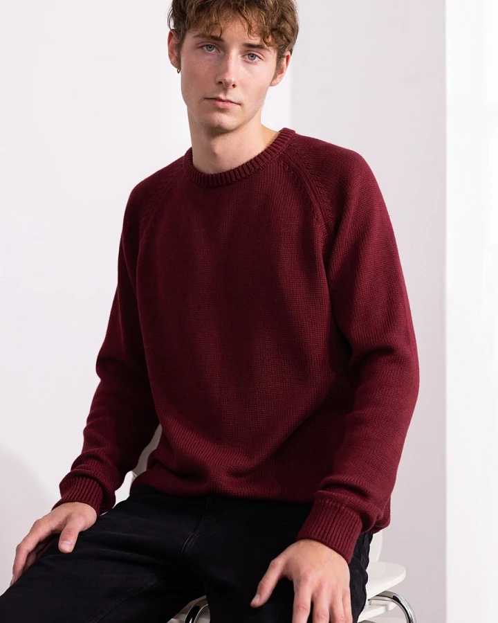 Hafendieb Herren vegan Strickpullover Smutje Burgund