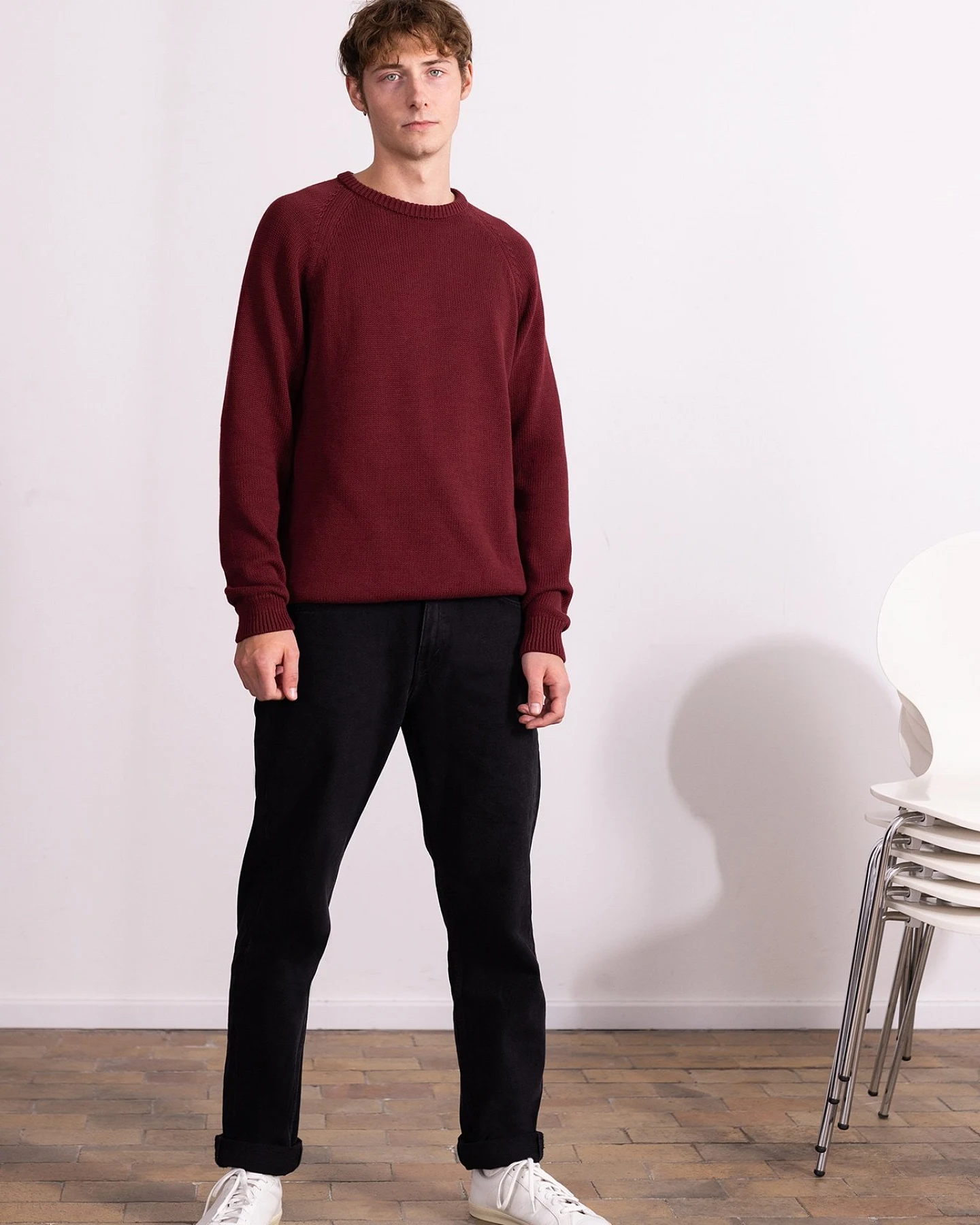Hafendieb Herren vegan Strickpullover Smutje Burgund – Ansicht 2