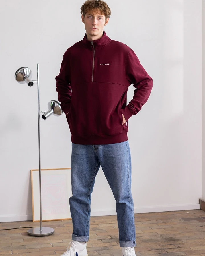 Hafendieb Herren vegan Troyer Pullover Logo Stick Burgunderrot