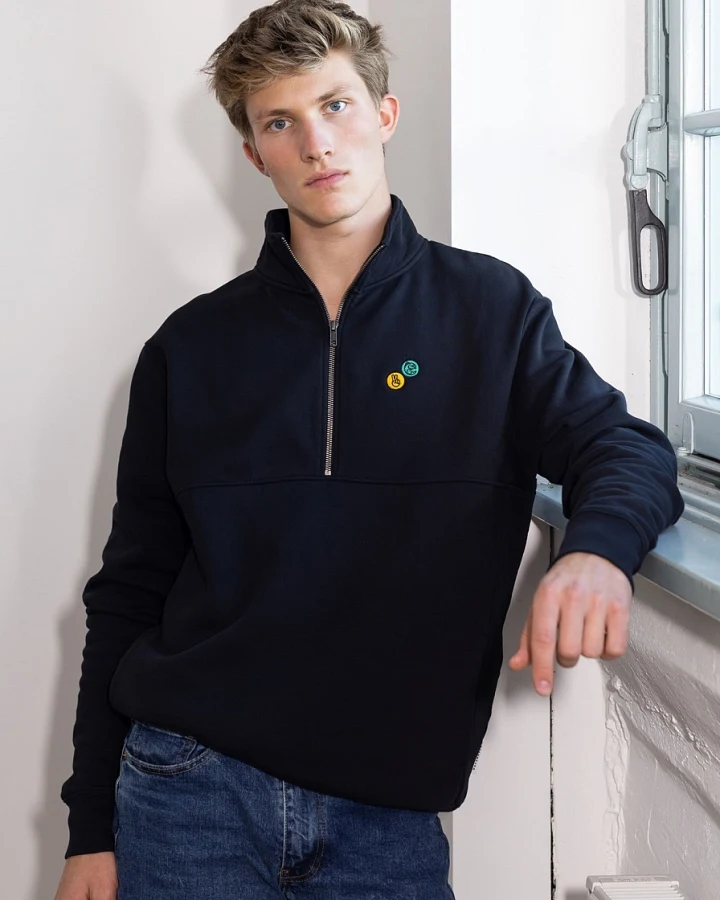 Hafendieb Herren vegan Angelclub Troyer Sweater Black