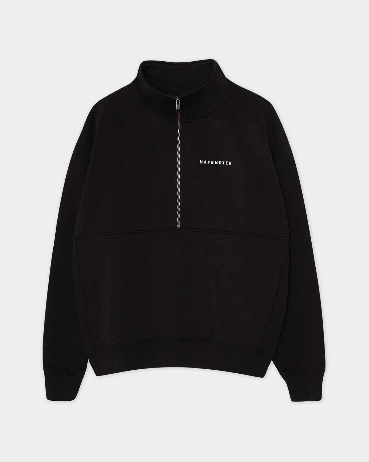 Hafendieb Damen vegan Pullover Troyer Logo Stick Schwarz – Ansicht 2