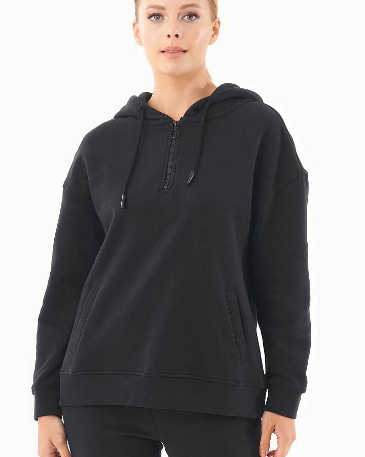 ORGANICATION Damen vegan Sweat Hoodie Aus Bio-Baumwolle Schwarz