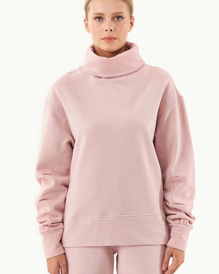 ORGANICATION Damen vegan Pullover Rollkragen Aus Bio-Baumwolle Rosa