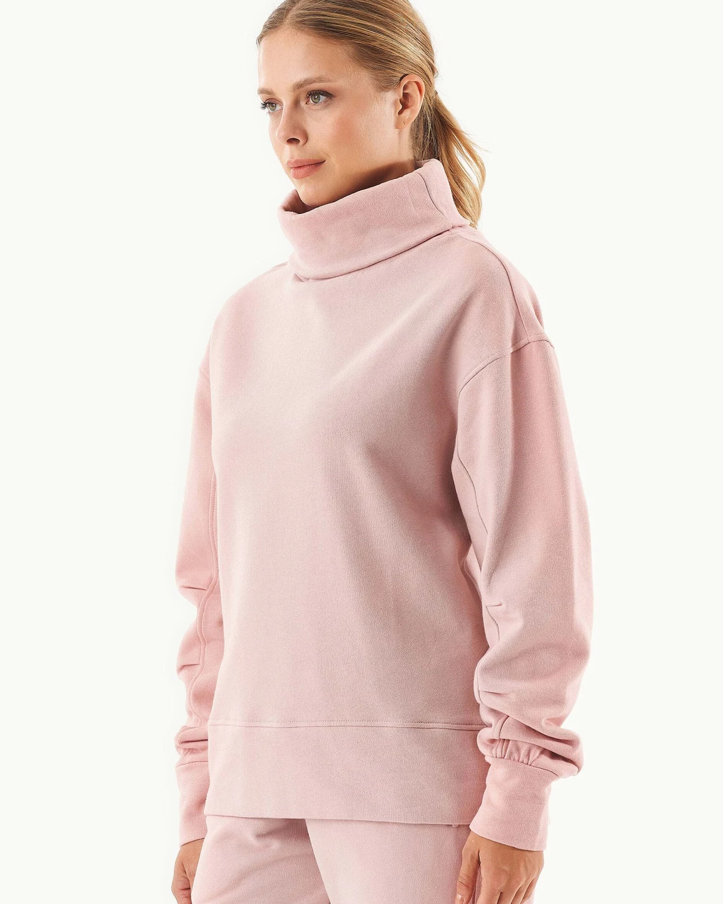 ORGANICATION Damen vegan Pullover Rollkragen Aus Bio-Baumwolle Rosa – Ansicht 2