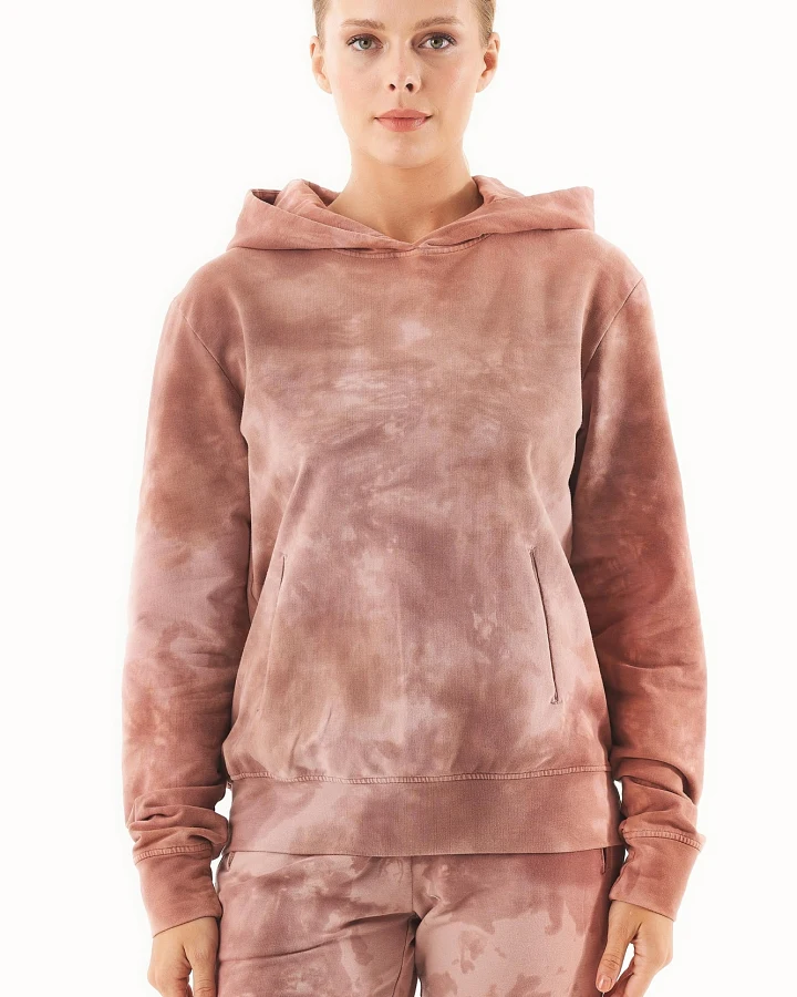 ORGANICATION Damen vegan Batik-Sweat-Hoodie Aus Bio-Baumwolle Misty Rose