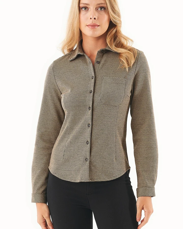 ORGANICATION Damen vegan Bluse Bio-Baumwolle Schwarz Kamel