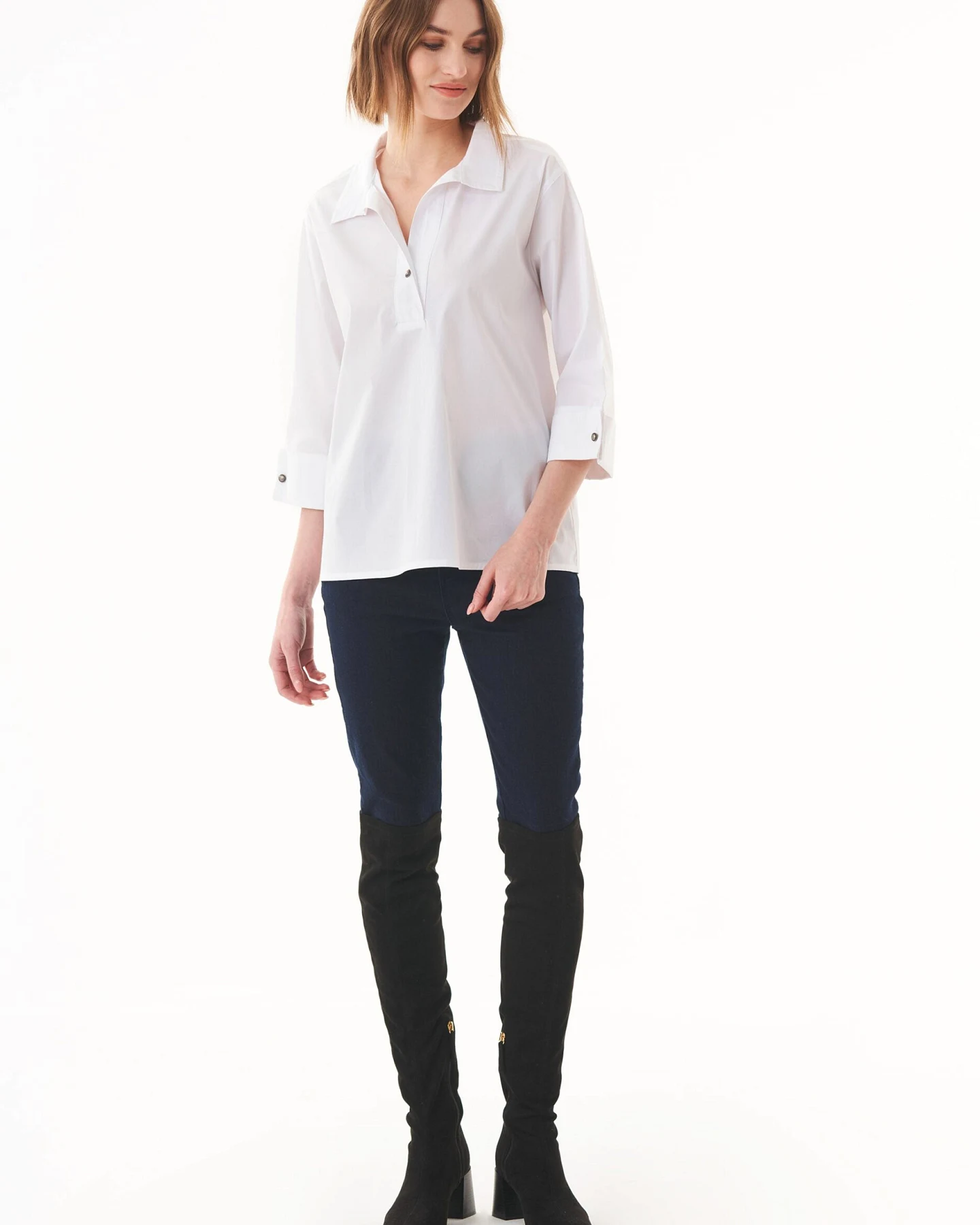 ORGANICATION Damen vegan Bluse Bio-Baumwolle Weiß – Ansicht 2