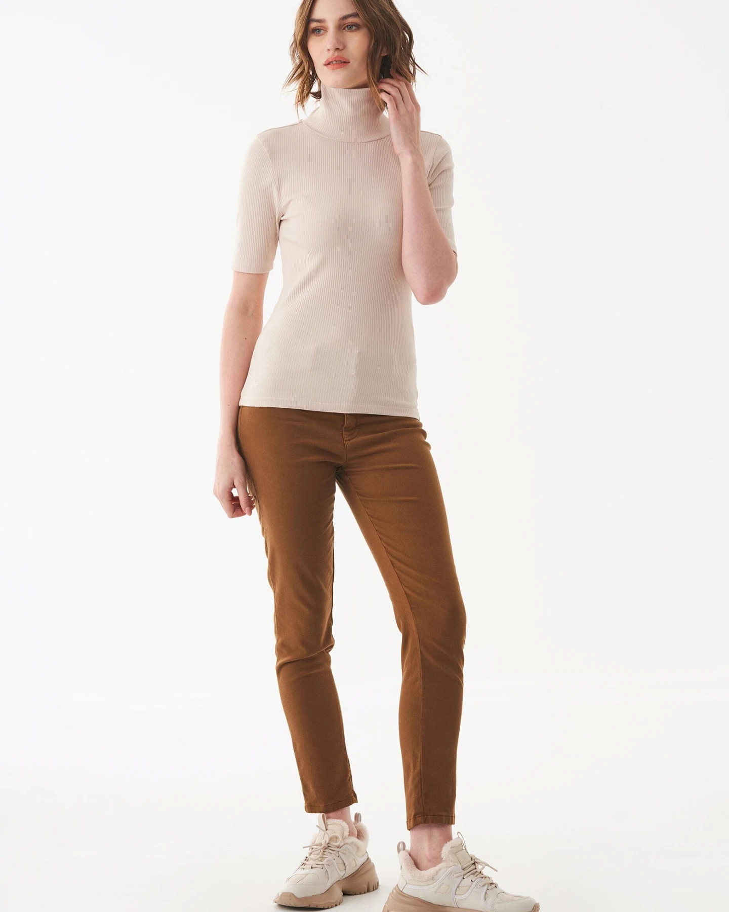 ORGANICATION Damen vegan Hose Tencel Bio-Baumwolle Braun – Ansicht 2