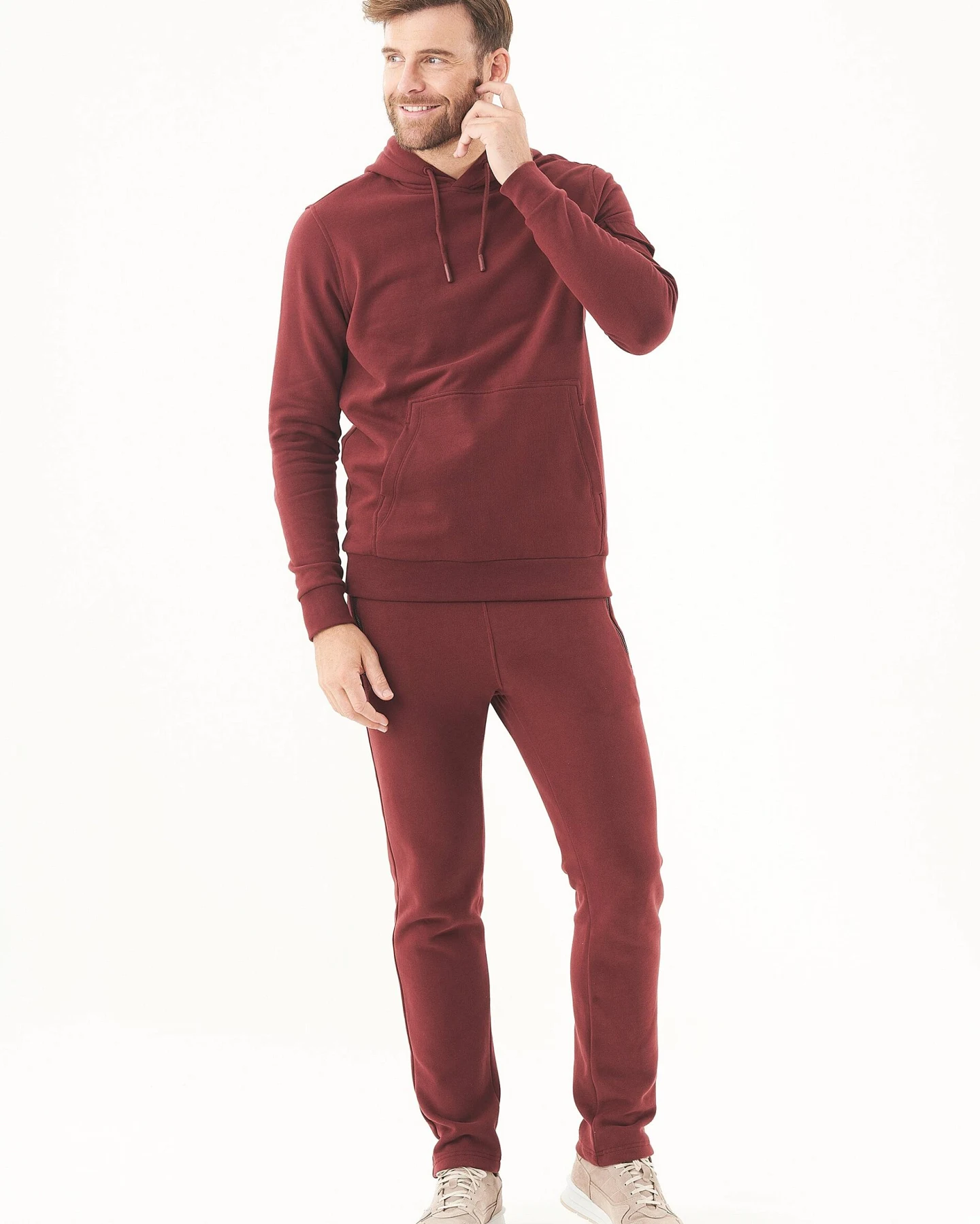 ORGANICATION Herren vegan Soft Touch Sweat Hoodie Bordeaux – Ansicht 2