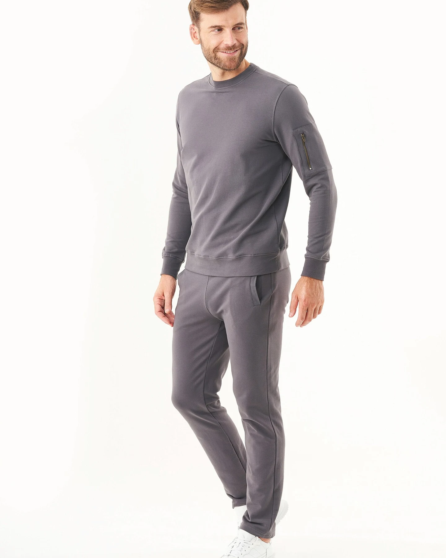 ORGANICATION Herren vegan Sweatshirt Asphalt – Ansicht 2