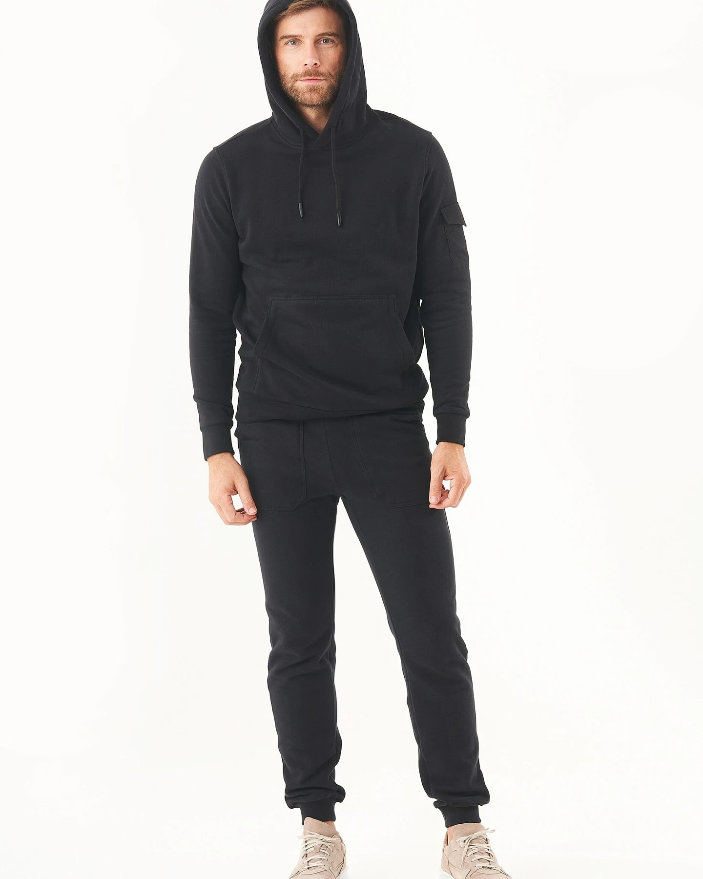 ORGANICATION Herren vegan Soft Touch Sweat Hoodie Schwarz – Ansicht 2