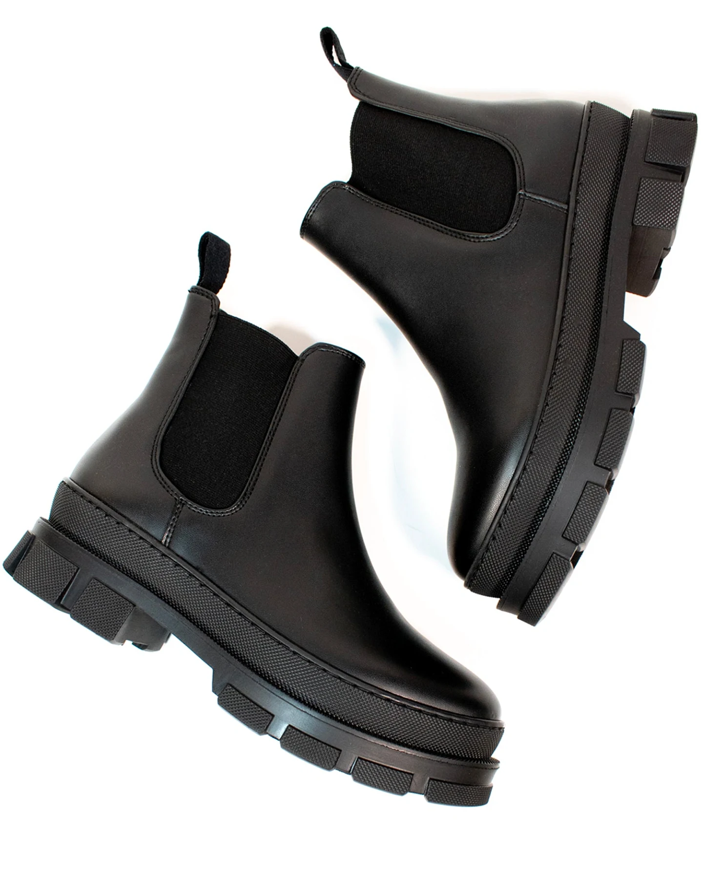 Will's Vegan Store Damen vegan Luxe Track Sole Chelsea Boots Schwarz – Ansicht 2