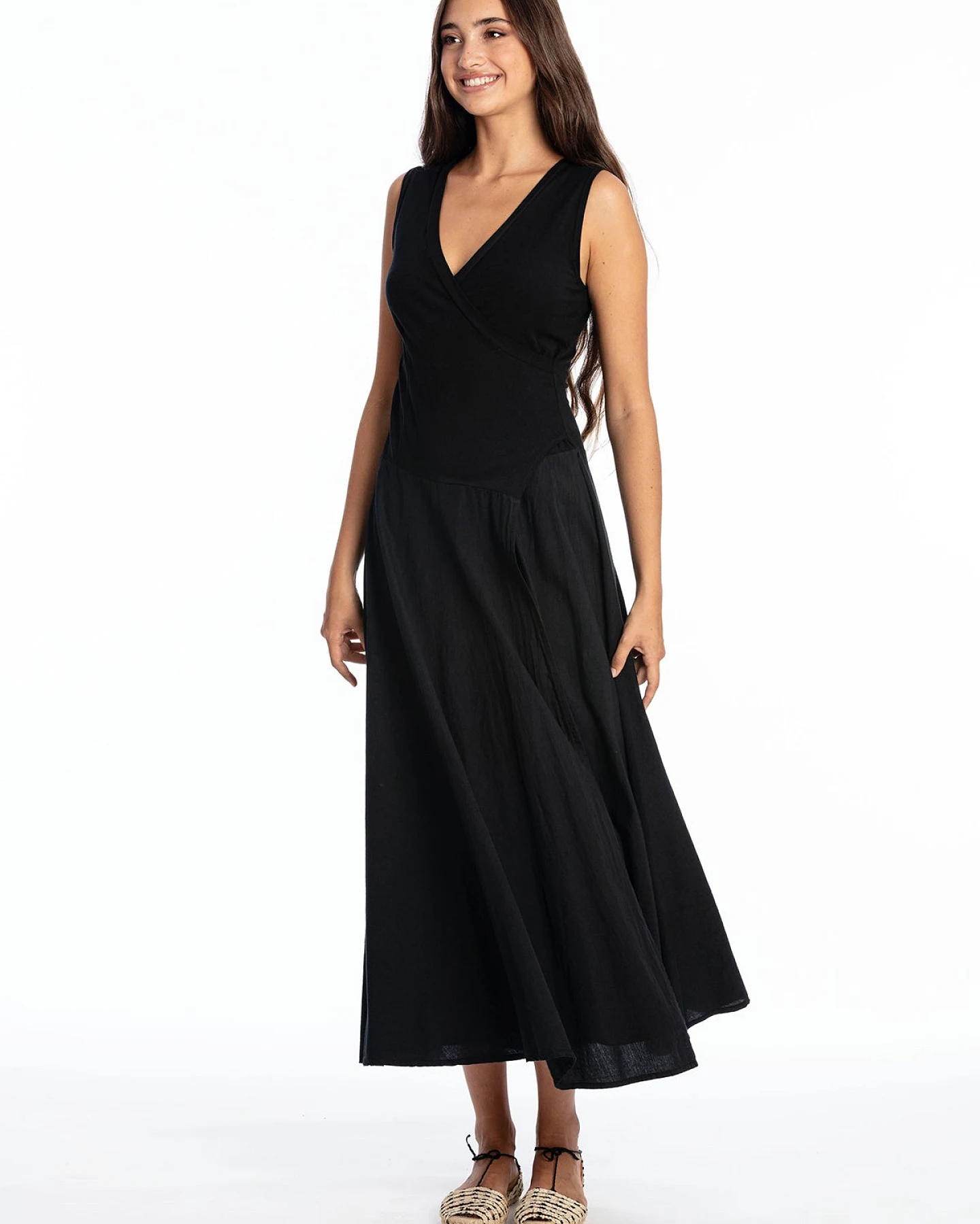 RAVENS VIEW IBIZA Damen vegan Kleid Ärmellos Veronika Schwarz – Ansicht 2