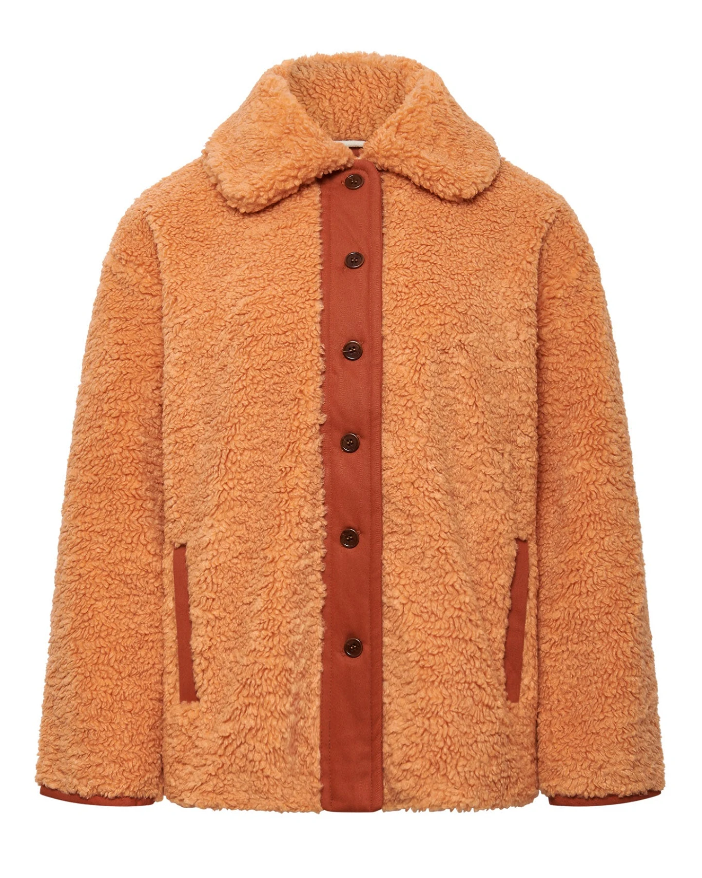 KOMODO Damen vegan Mantel Lexi Recycled Pet Fleece Soft Orange – Ansicht 2