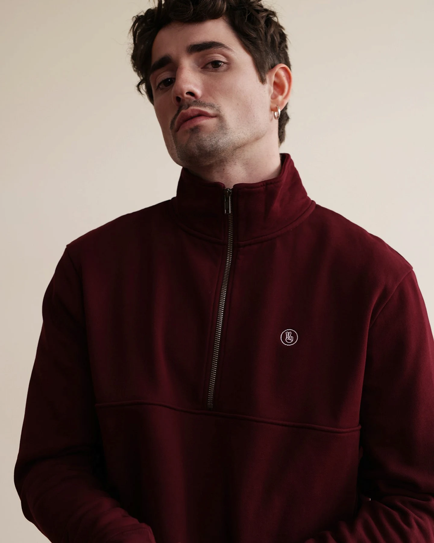 Hafendieb Herren vegan Pullover Peace Troyer Dunkelburgund – Ansicht 2