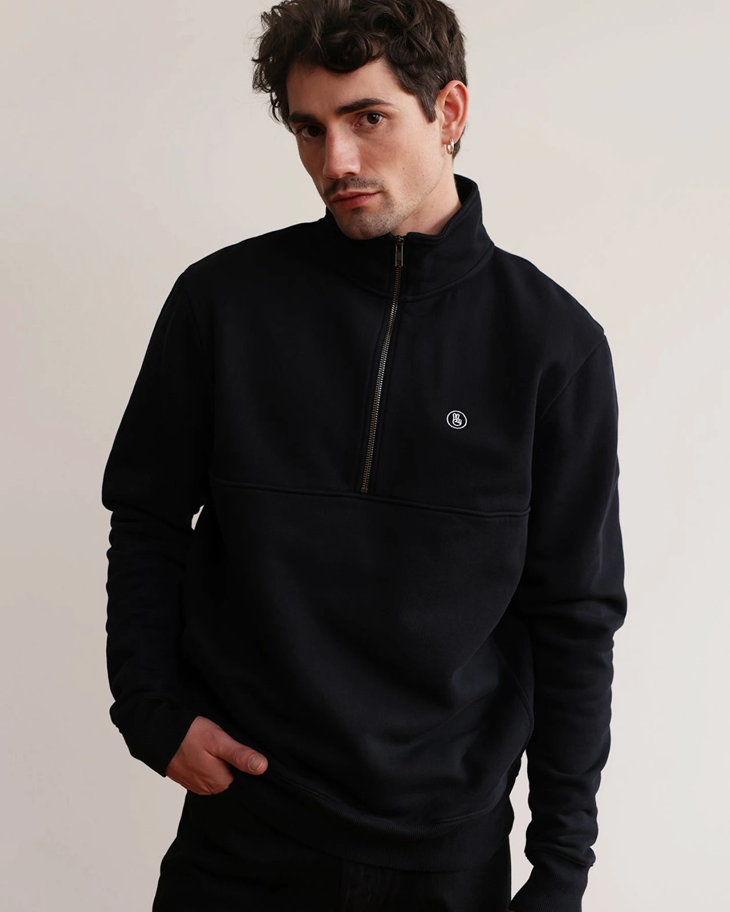 Hafendieb Herren vegan Pullover Peace Troyer Schwarz – Ansicht 2