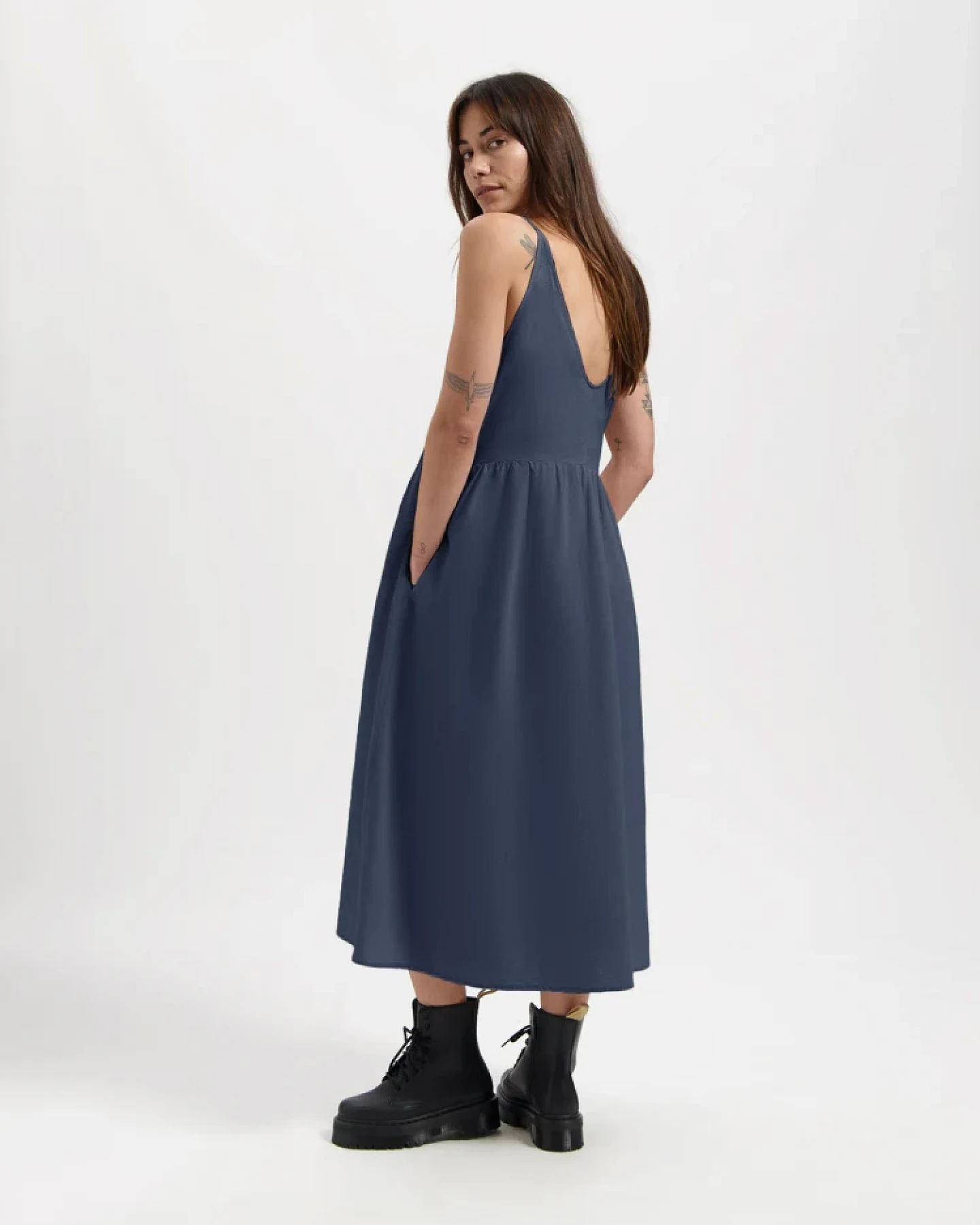 Kuyichi Damen vegan Kleid Damla Dark Navy – Ansicht 2