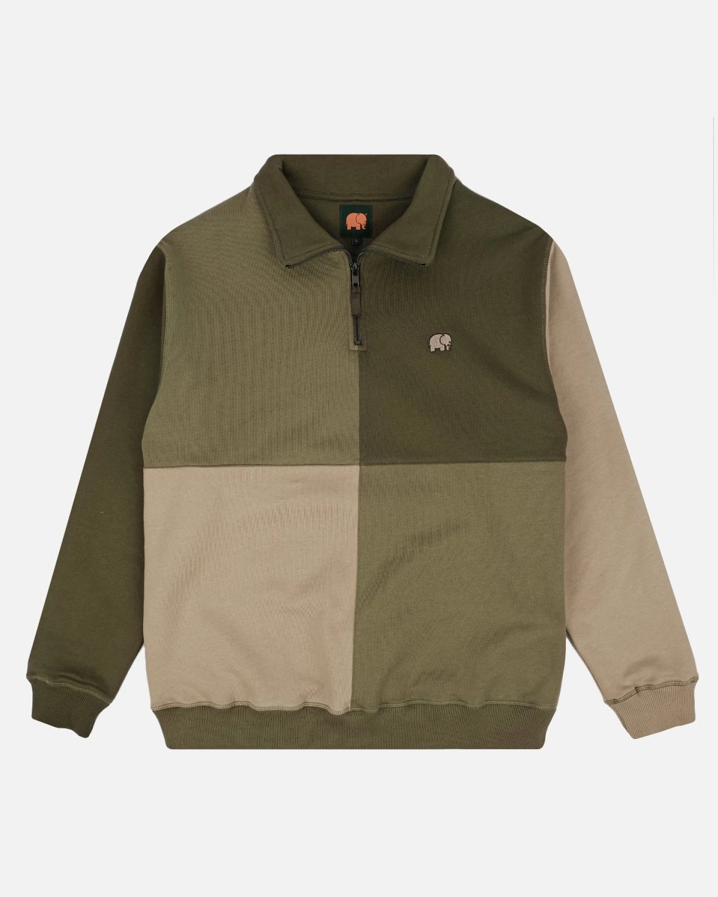 Trendsplant Herren vegan Sweatshirt Color Block Gothic Olive – Ansicht 2