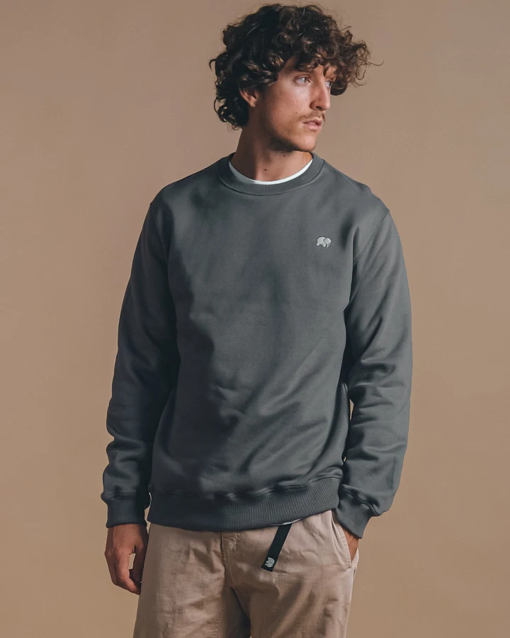 Trendsplant Herren vegan Sweatshirt Essential Thunderstorm Dunkelgrau