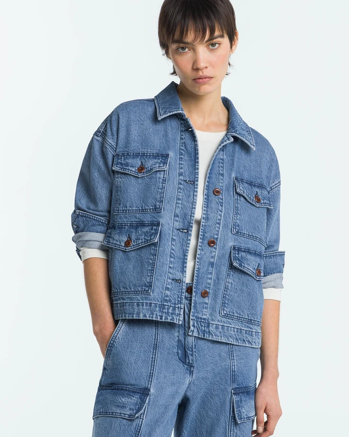 Kings of Indigo Damen vegan Jacke Meisho Jim Mid Marmor Blau