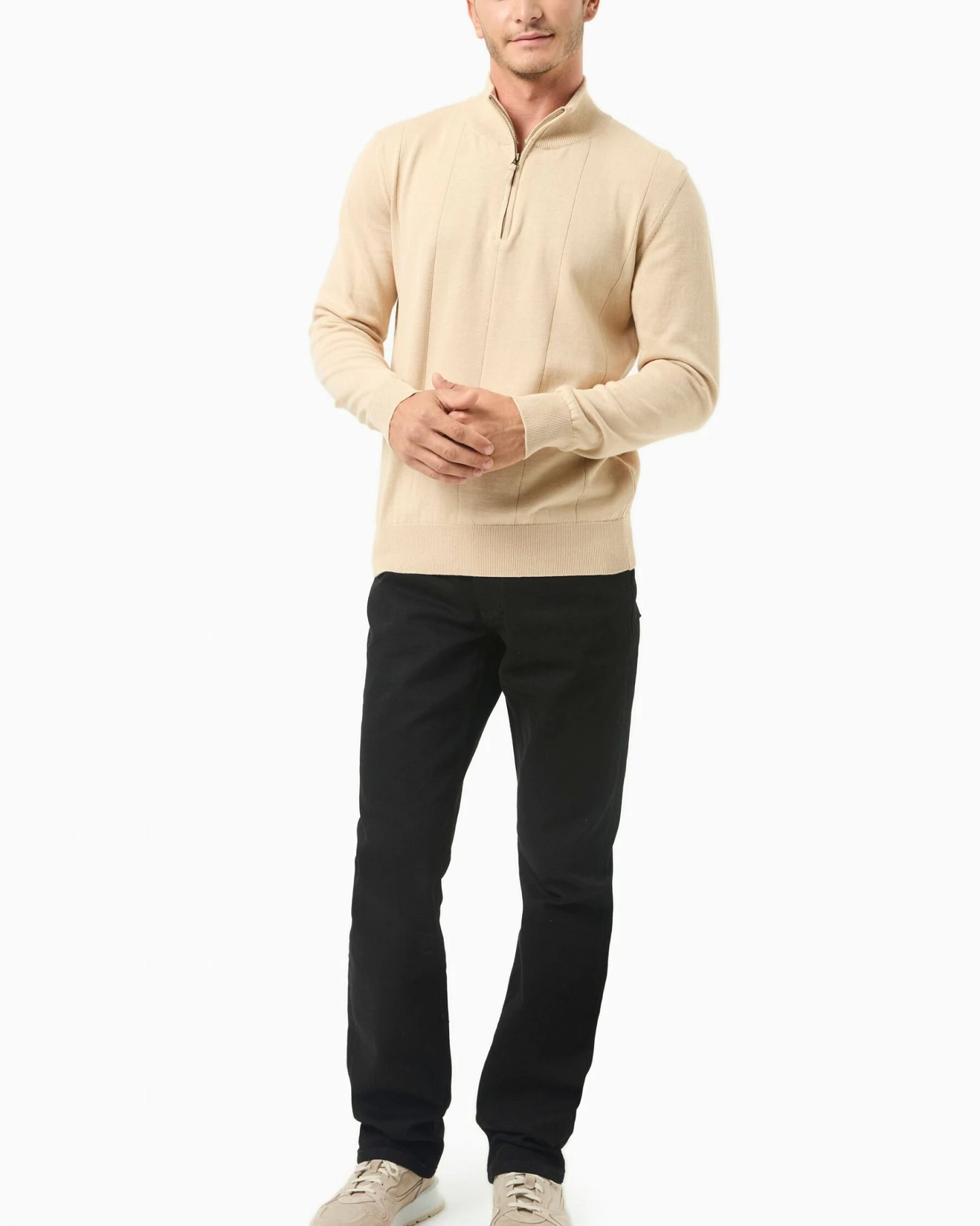 ORGANICATION Herren vegan Troyer Pullover Beige – Ansicht 2