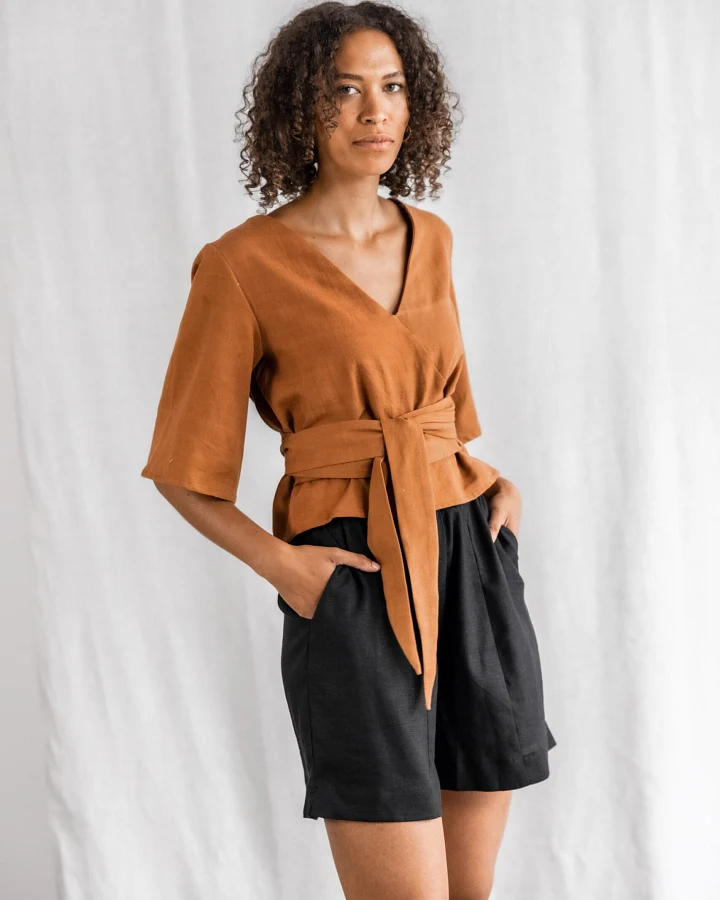 Jyoti - Fair Works Damen vegan Bluse Vasanta Haselnuss