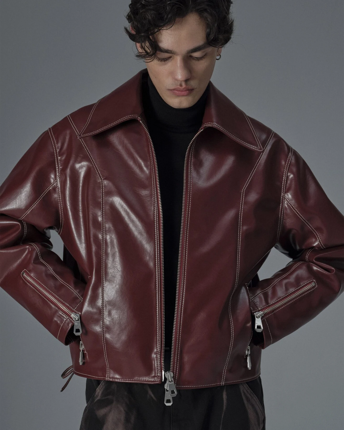 Prev Herren vegan Jacke Robin Bordeaux – Ansicht 2