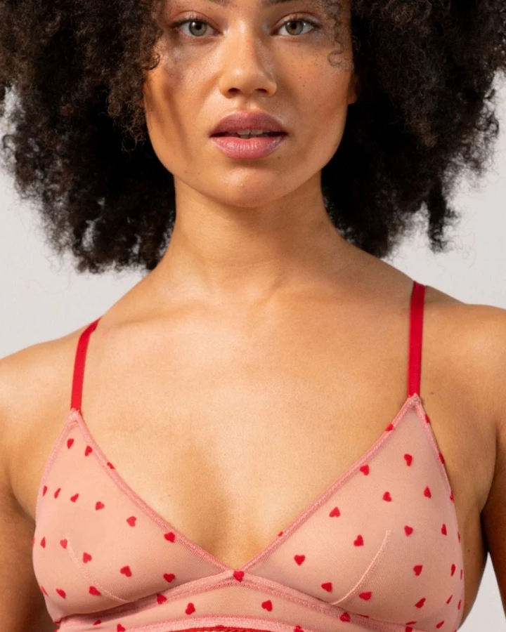 Understatement Damen vegan Bralette Mesh Triangle Blassrosa/Tiefrot