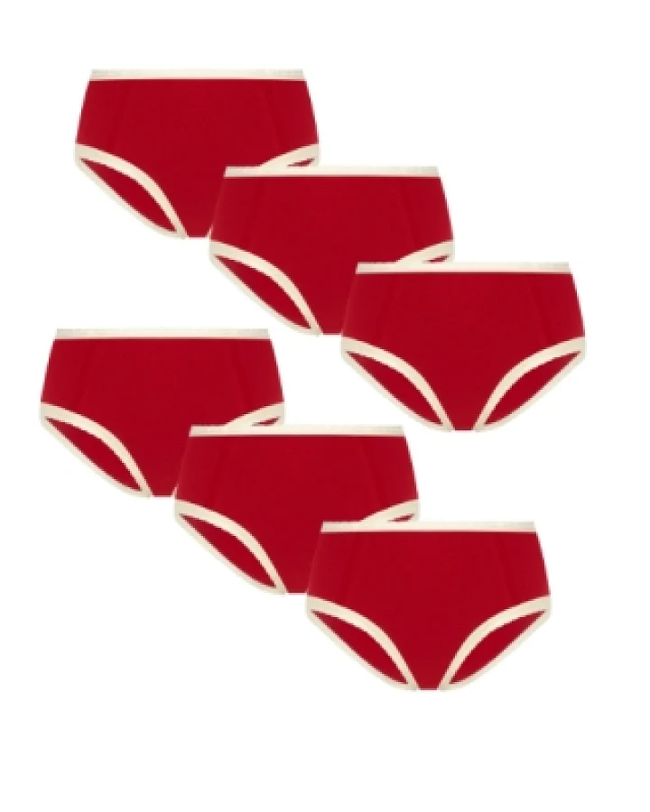 Albero Natur Damen vegan Multipack 6x Hipsters Mit Spitze Rot
