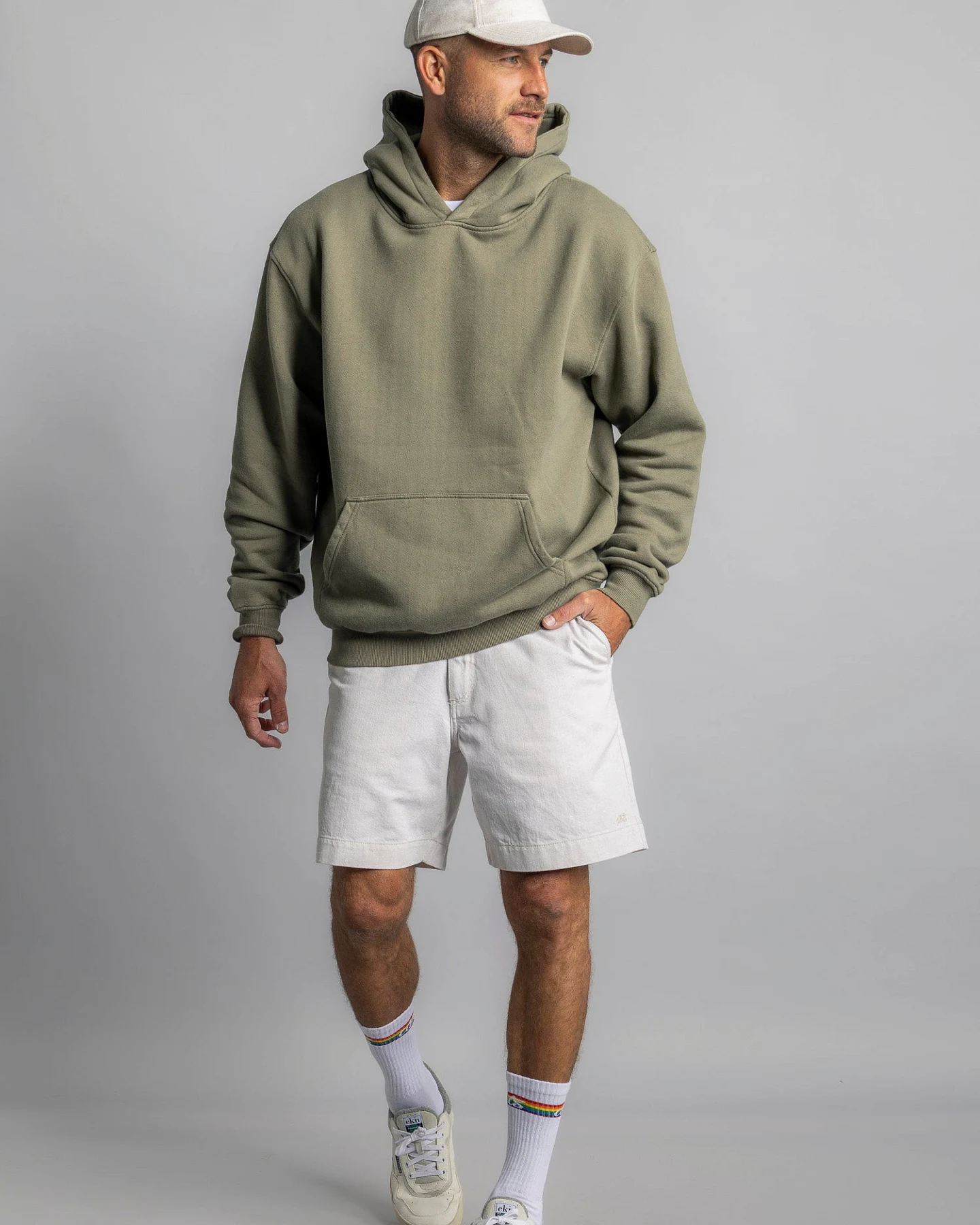 DIRTS Herren vegan Kurze Bermudas Ungefärbt Beige – Ansicht 2