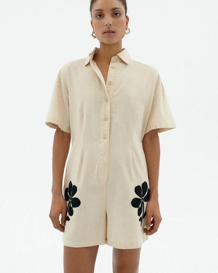 Thinking MU Damen vegan Playsuit Roberta Ecru