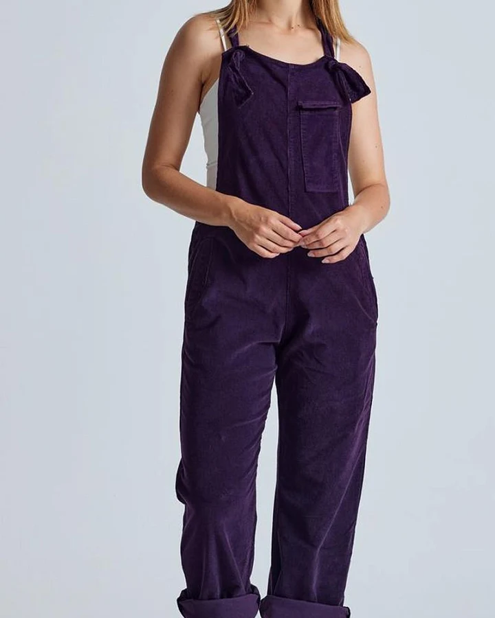 Flax and Loom Damen vegan Latzhose Corduroy Mary Lou Aubergine
