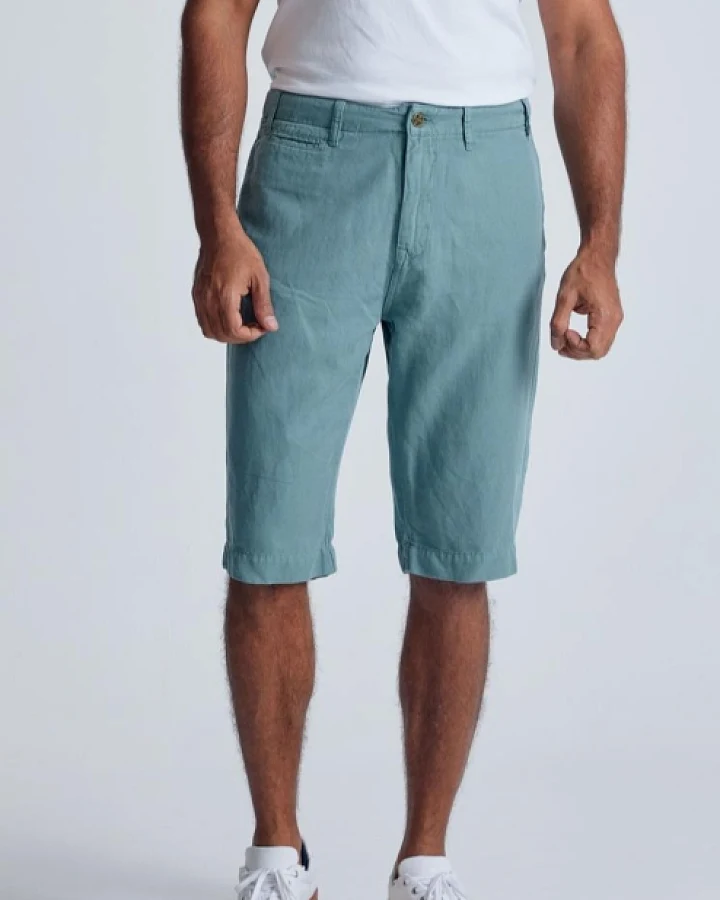 Flax and Loom Herren vegan Shorts Chino Vogel Retro Blau