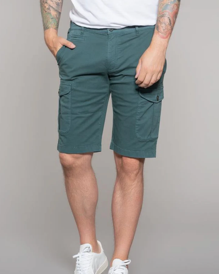 Feuervogl Herren vegan Shorts Bermuda Cargo Smaragdgrün