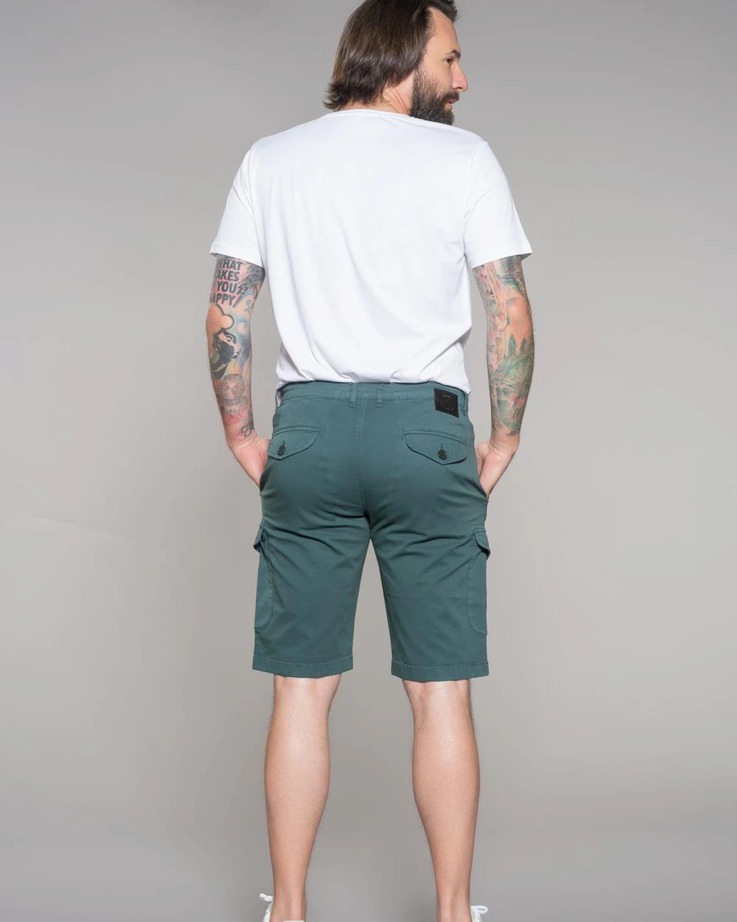 Feuervogl Herren vegan Shorts Bermuda Cargo Smaragdgrün – Ansicht 2