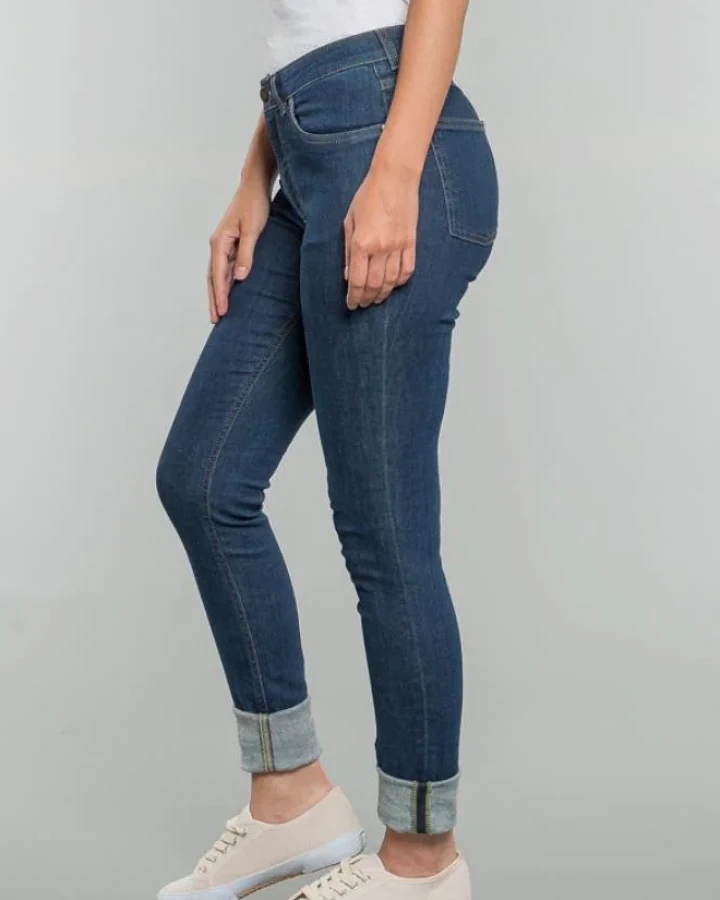 Feuervogl Damen vegan Jeans High Waist Skinny Han:Na Klassisch Blau