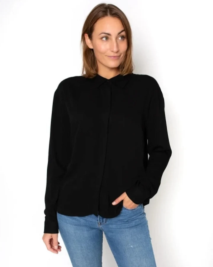 Zerum Damen vegan Bluse Simone Schwarz