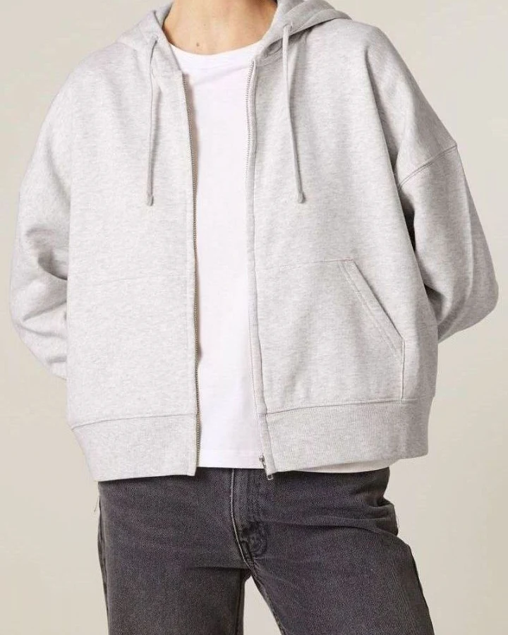 UNIPOLAR Damen vegan Zip Hoodie Idai Cool Heather Grey