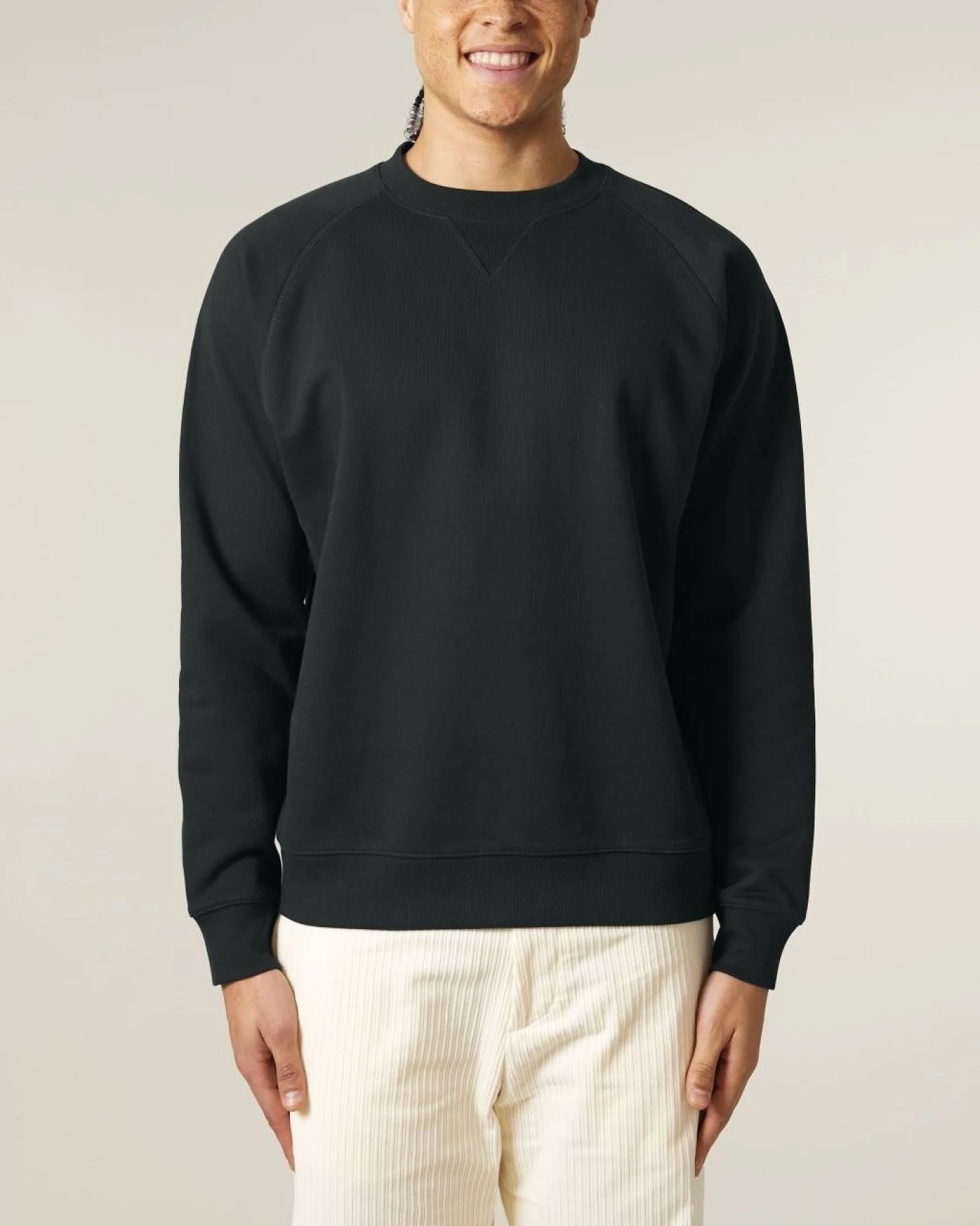 UNIPOLAR Herren vegan Pullover Raglan Knowles Schwarz – Ansicht 2
