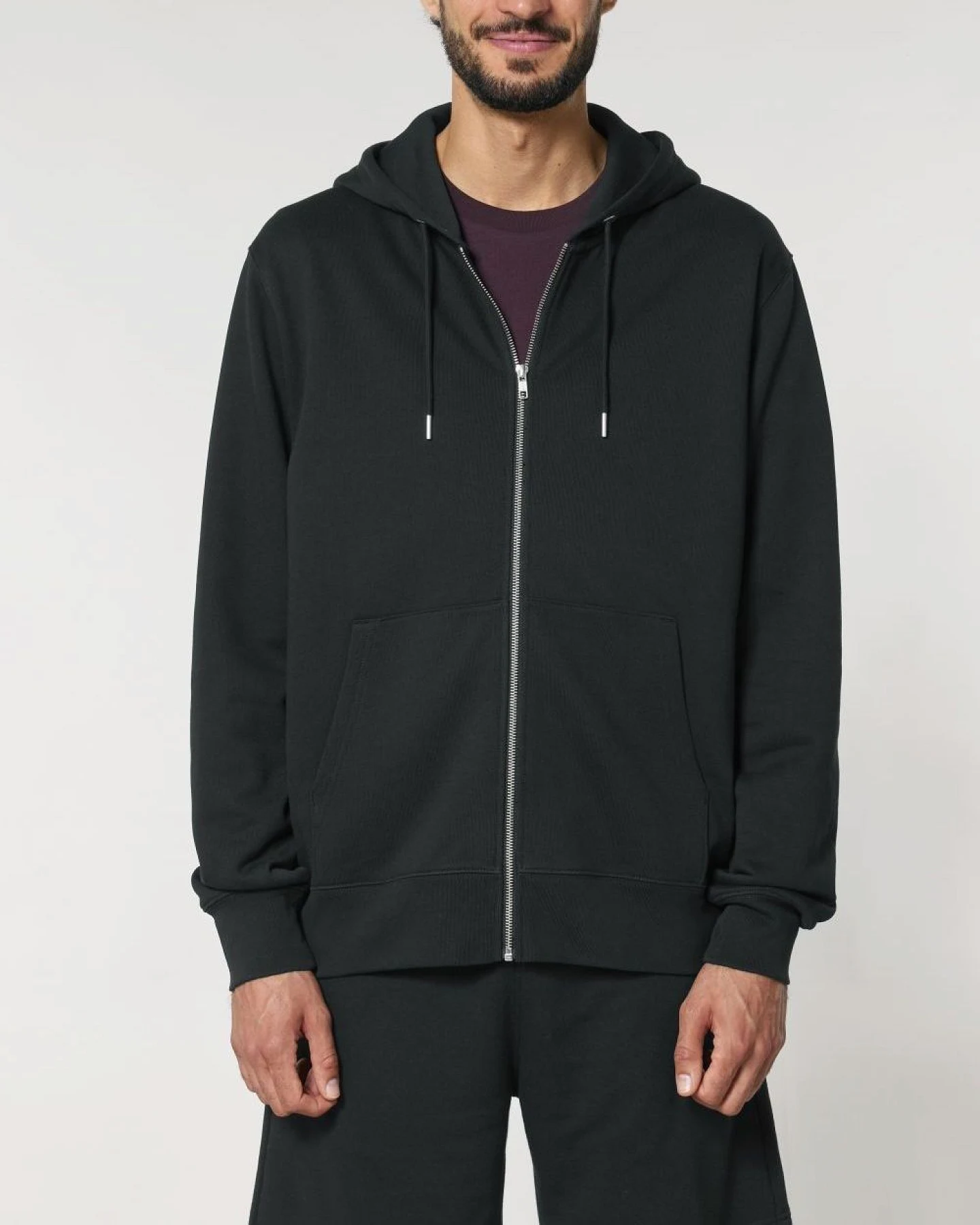 UNIPOLAR Herren vegan Zip Hoodie Basic Culving Schwarz – Ansicht 2
