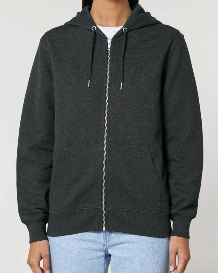 UNIPOLAR Herren vegan Zip Hoodie Basic Culving Dark Heather Grey