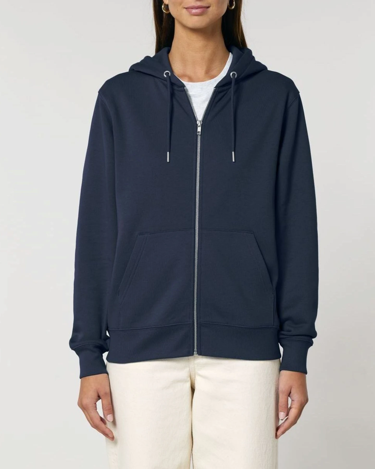 UNIPOLAR Herren vegan Zip Hoodie Basic Culving Navy – Ansicht 2